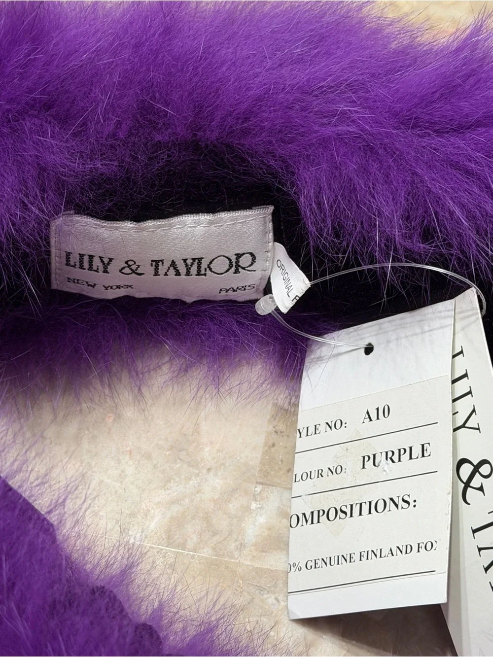 Lily & Taylor NWT Vintage Finland Fox Fur Headband Purple Neck Warmer